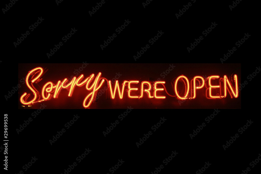 Obraz premium Sorry were open neon signage