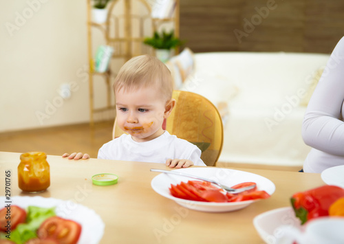 little boy having meal