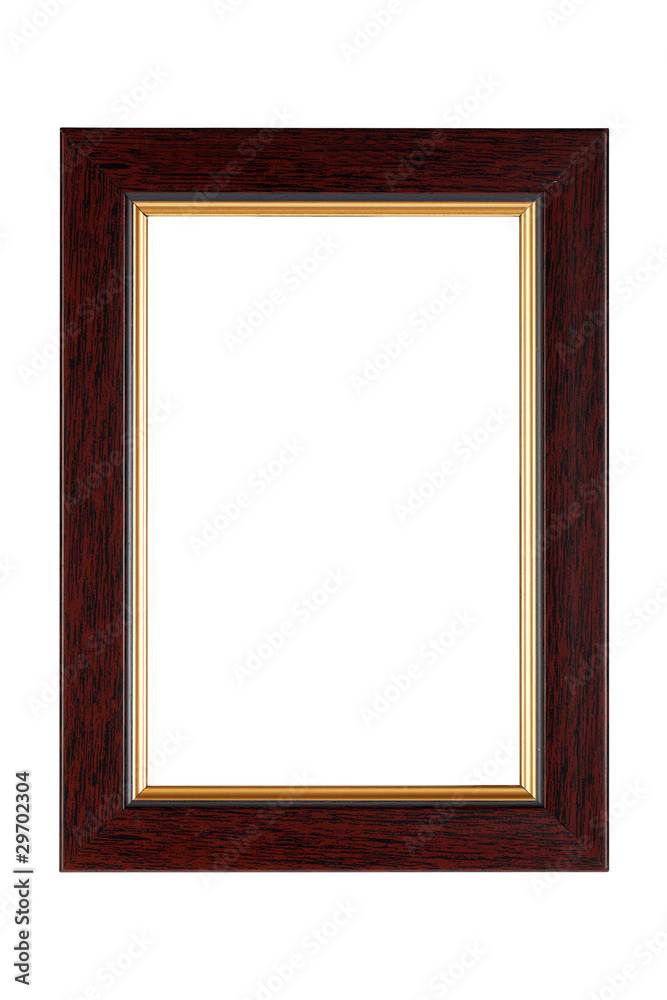Gold-brown wooden frame isolated on white background. Gold-brown wooden frame isolated on white background.