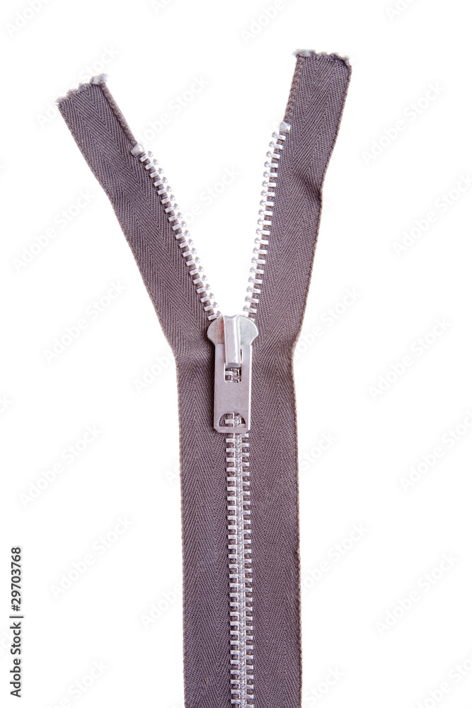 Partly Open Metal Zipper Pull Tab Isolated Partly Open Metal Zipper Pull Tab Isolated