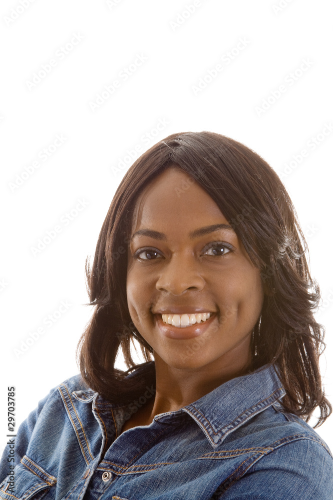 Smiling Black African American Woman Isolated Smiling Black African American Woman Isolated
