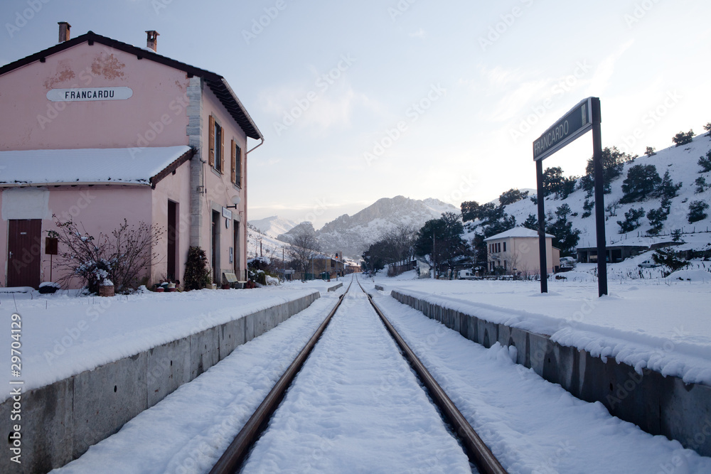 Voie de chemin de fer à Francardo en Haute Corse