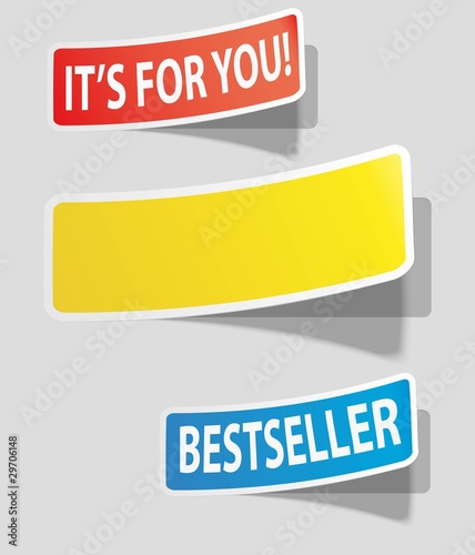 Three realistic colorful sticker for your text.