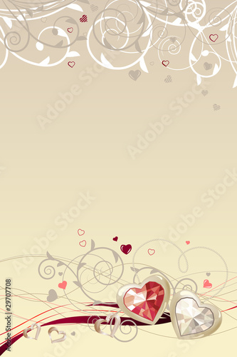 Frame with gold hearts and ornate elements