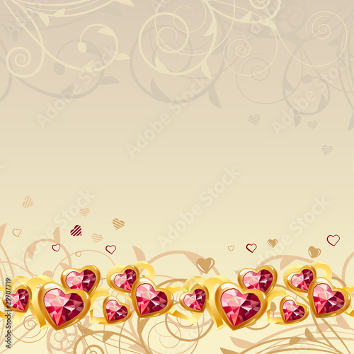 Frame with gold hearts and ornate elements
