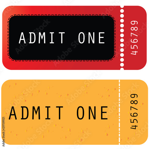 red - yellow ticket - admit one