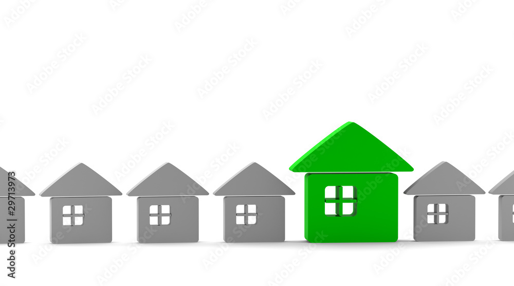 one green unique house standing out from the crowd one green unique house standing out from the crowd