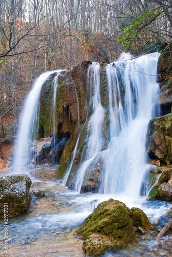 Fototapeta Naklejka Na Ścianę i Meble -  blue waterfall on a spring river