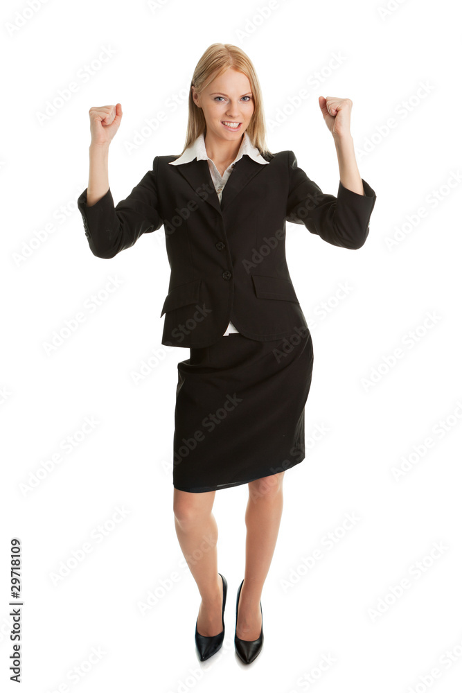 Excited businesswoman celebrating success Excited businesswoman celebrating success