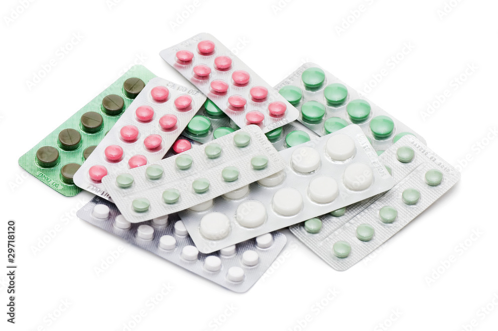 Packs of pills isolated on white background Packs of pills isolated on white background