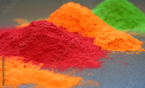 Photo of three colors of powder coating