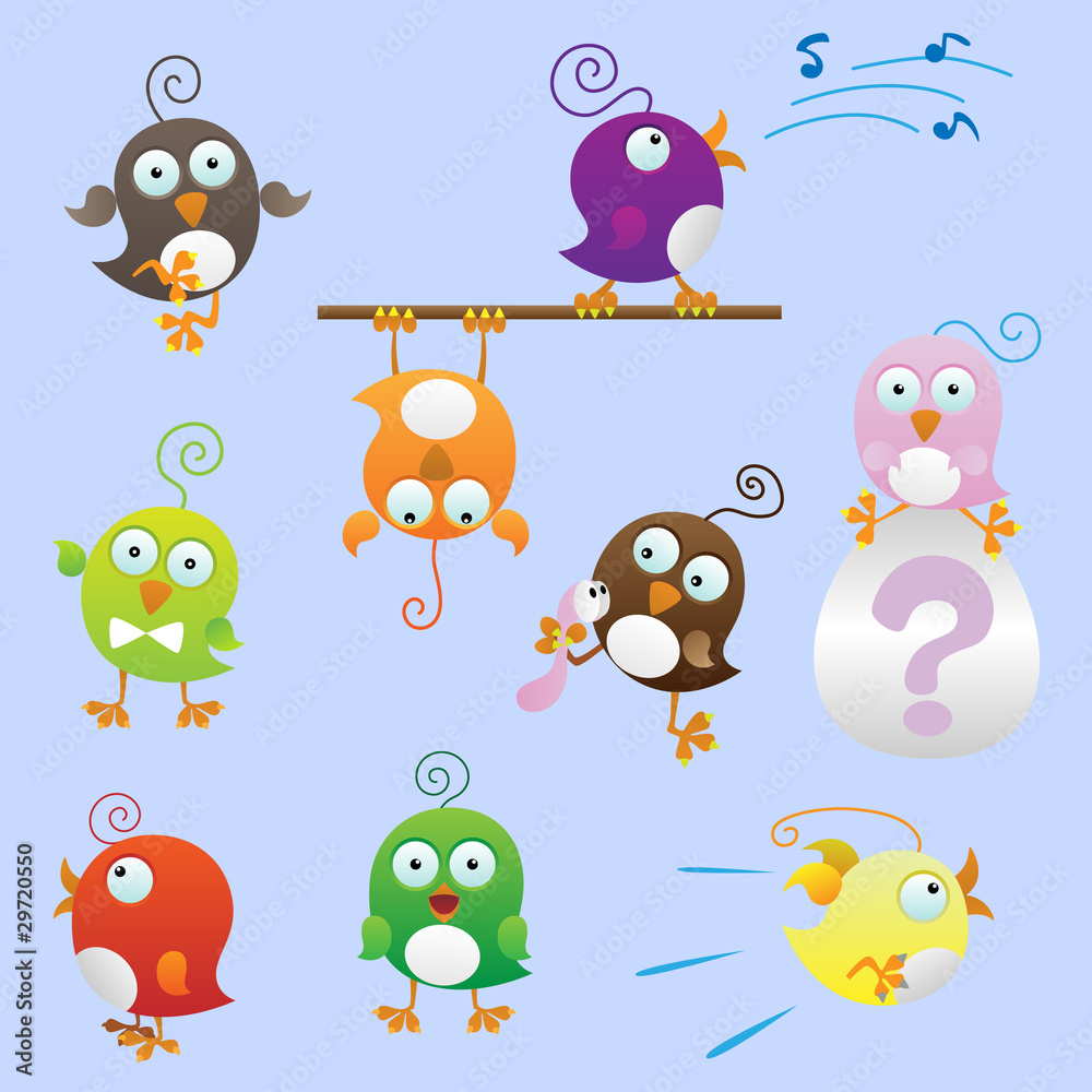 Fototapeta premium Funny fat birds set