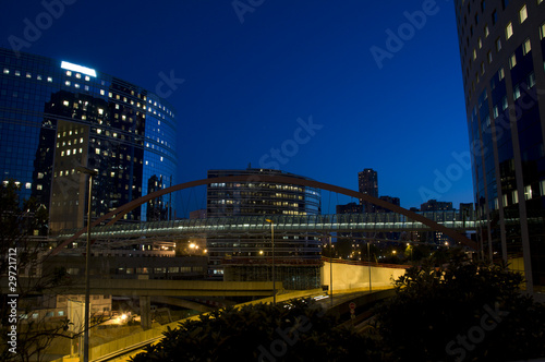 Skyline of modern skyscrapers with illuminated windows