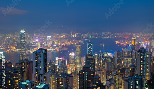 Hong Kong at night, view from Victoria Peak © javarman