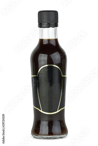 Glass bottle with soy sauce