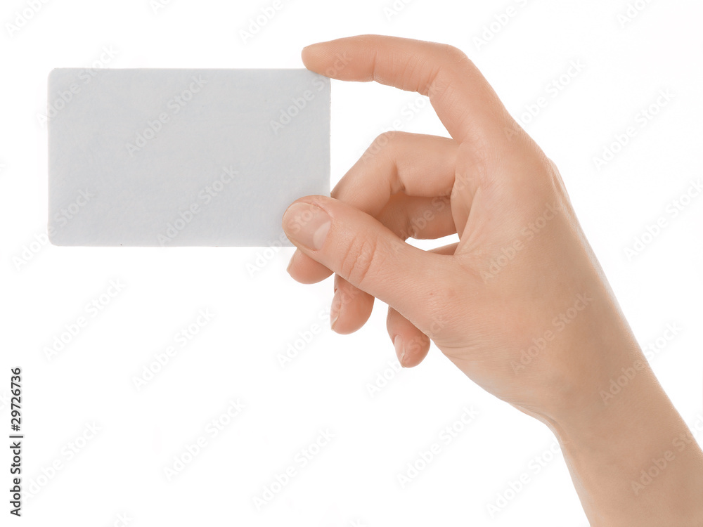 Female hand holding a blank paper Female hand holding a blank paper
