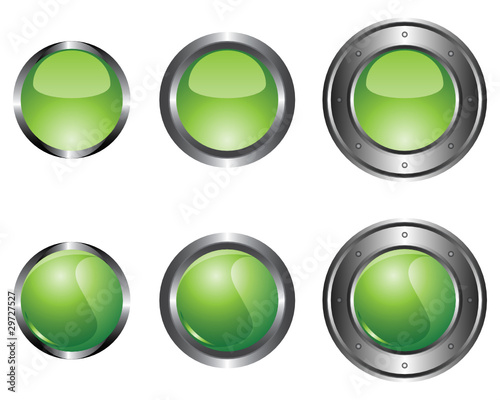 Six green buttons