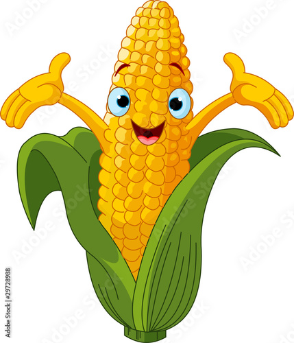 Corn Character Presenting Something