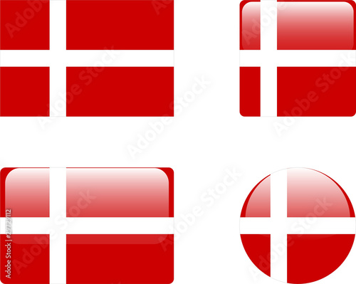 denmark flag & buttons collection - vector