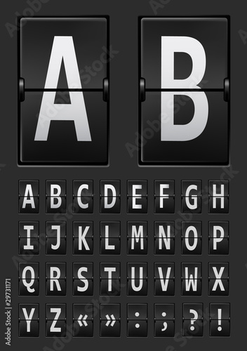 Alphabet of mechanical panel. Vector illustration.