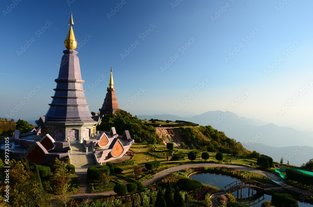 Pagoda on the top of Doi Inthanon, Chiang Mai, Thailand.