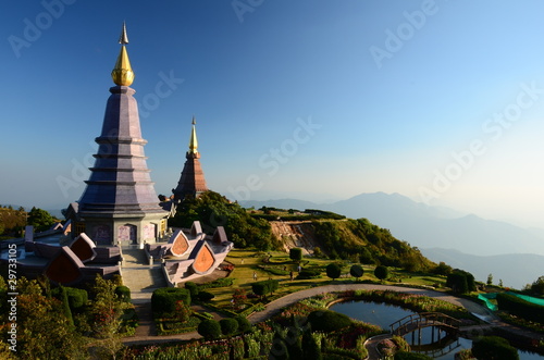 Pagoda on the top of Doi Inthanon  Chiang Mai  Thailand.