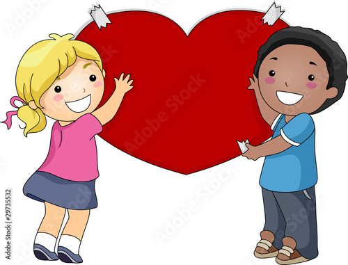 Kids Putting a Giant Heart ...