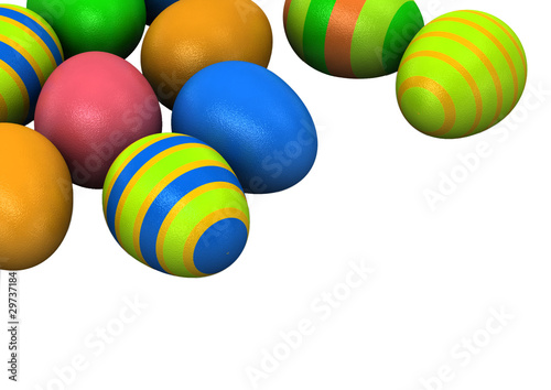 3d Colored Easter Eggs on white background