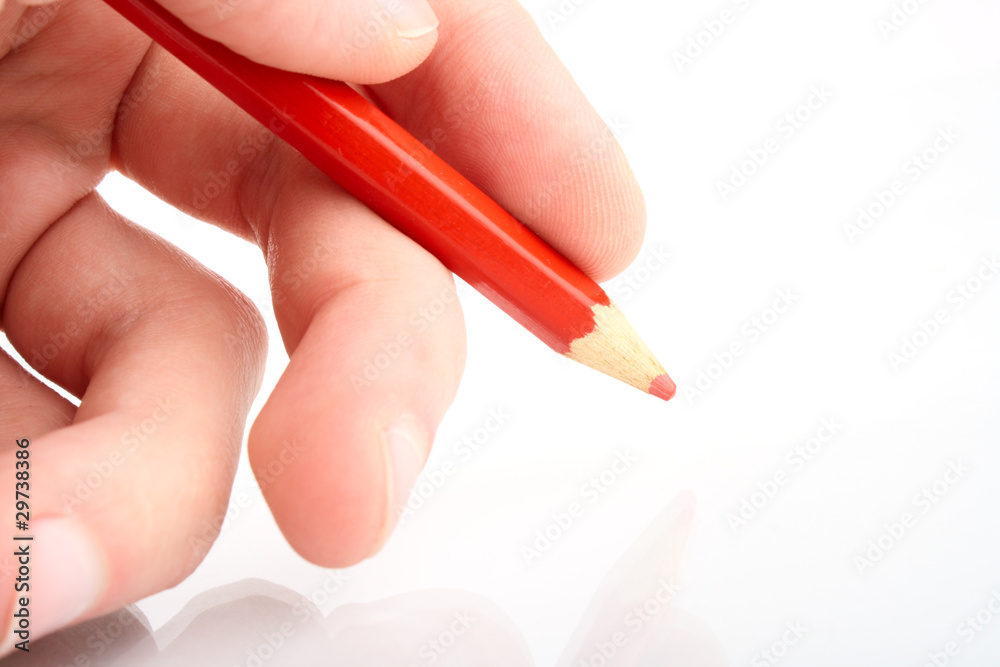 Hand hold pencil. Isolated Hand hold pencil. Isolated