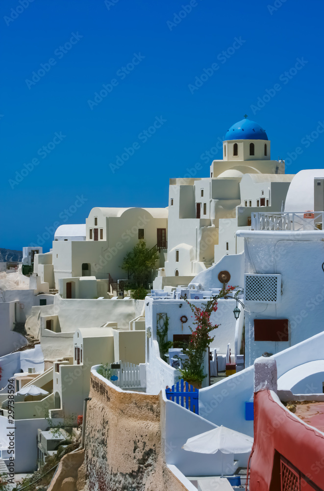 Fototapeta premium Colourful Oia village panorama