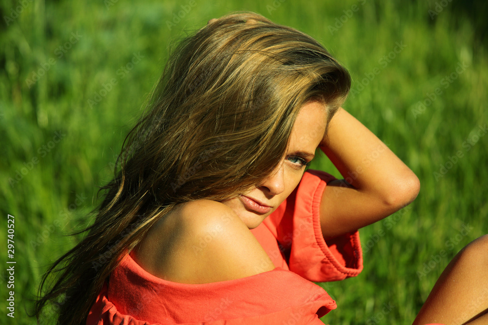 woman on green grass