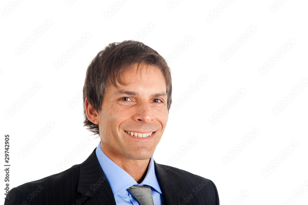 Smiling mature businessman portrait isolated on white Smiling mature businessman portrait isolated on white