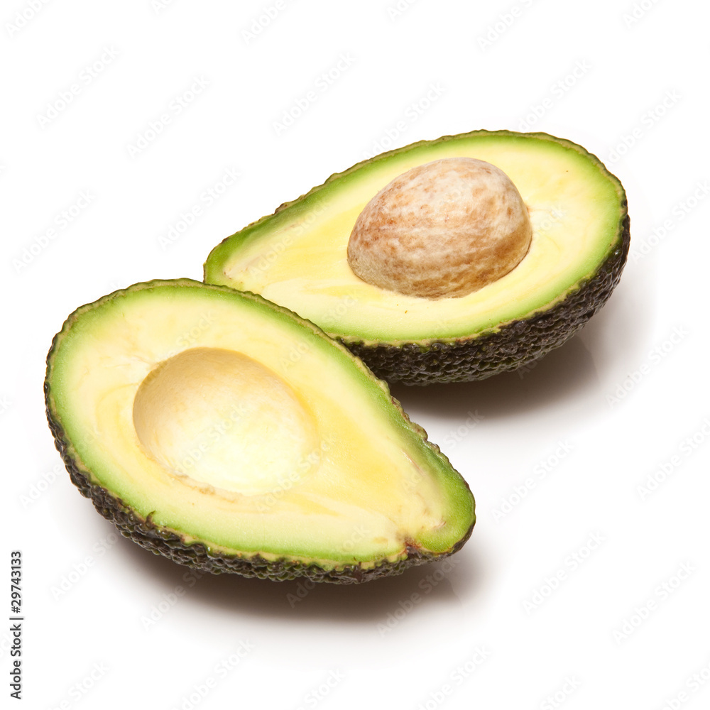 Hass avocado isolated on a white studio background.