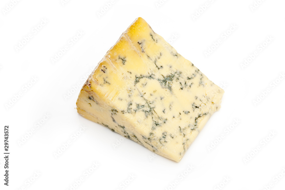 Stilton Cheese isolated on a white background.