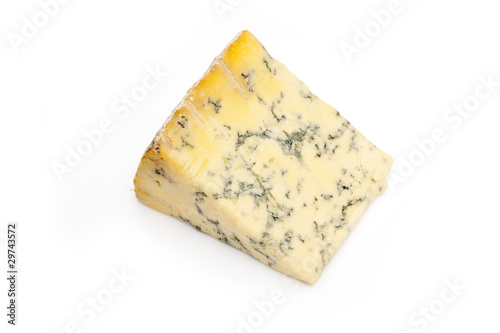 Stilton Cheese isolated on a white background.