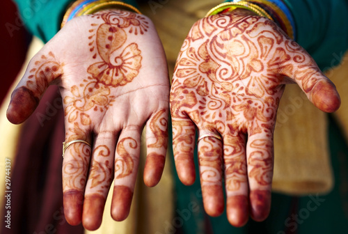 Henna tattoo mehndi hand art in India