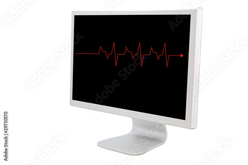 Computer monitor with a red line