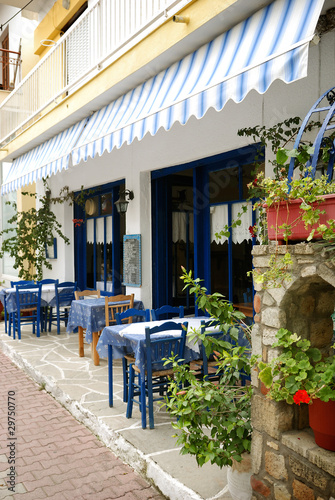 Outdoor cafe in greek town