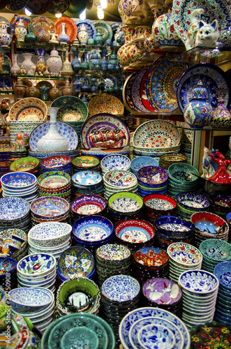 Grand Bazaar Istanbul - colorful ceramic plates souvenirs