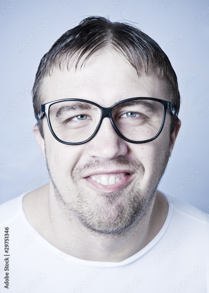 Funny smiling man in glasses Stock Photo | Adobe Stock