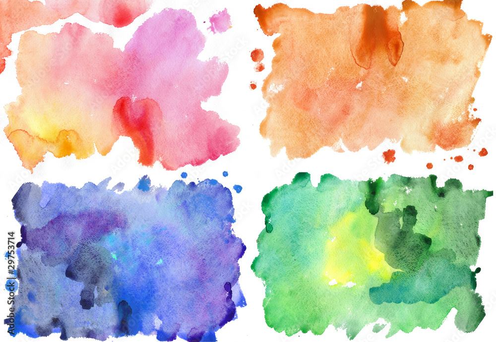 four watercolor textures on a white background