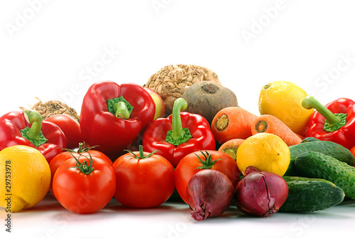 Raw vegetables isolated on white