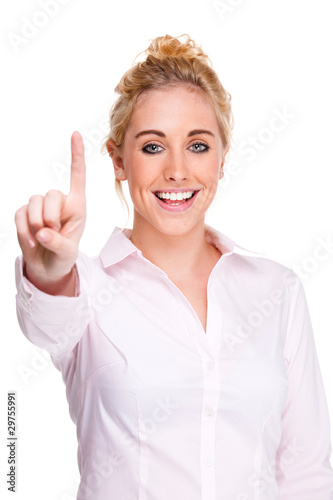 Winning & Success - Businesswoman Giving Number One Sign