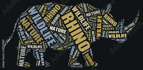 Textcloud: silhouette of rhino
