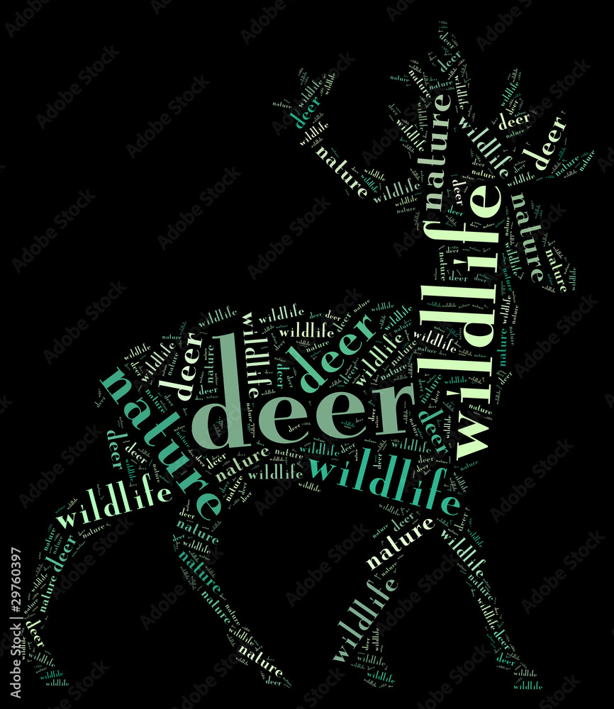 Textcloud: silhouette of deer