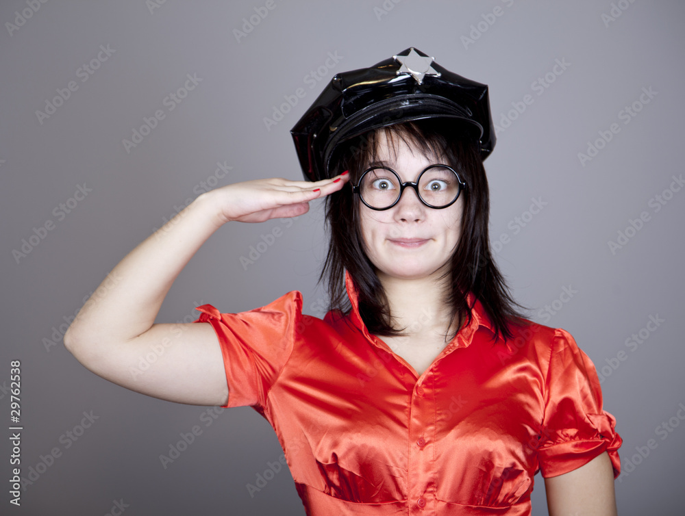Funny gril in cap. Funny gril in cap.