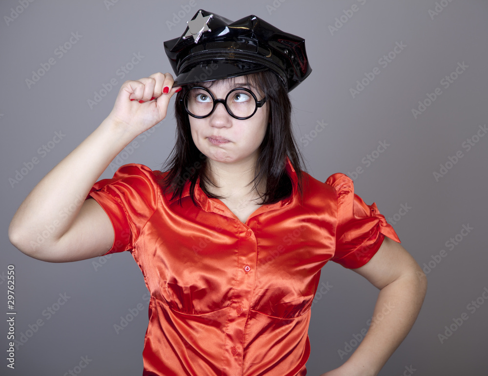 Funny gril in cap. Funny gril in cap.