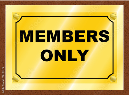Vector Members Only brass plaque
