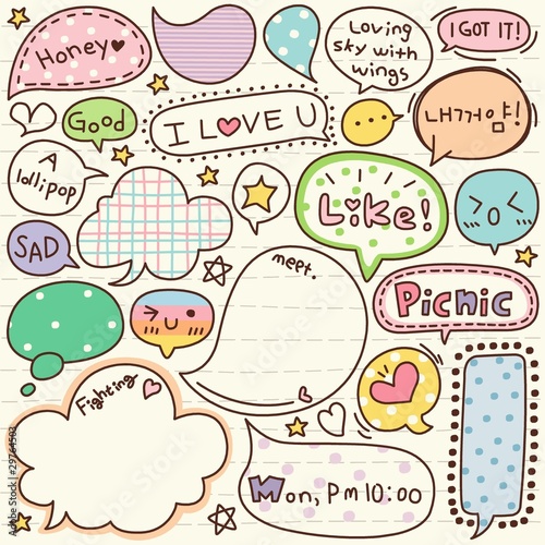 cute doodle cartoon words label