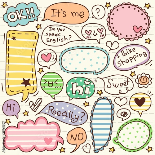 cute doodle cartoon words label